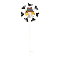 Glitzhome® 41.75" Fall Scarecrow Head with Crows Windmill Yard Stake