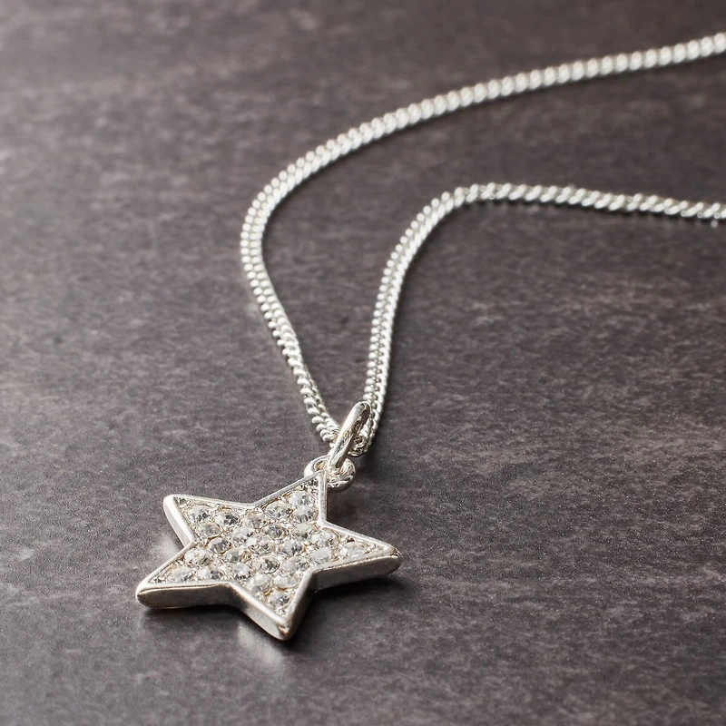 Charmalong™ Silver Plated & Stone Paved Star Charm by Bead Landing™