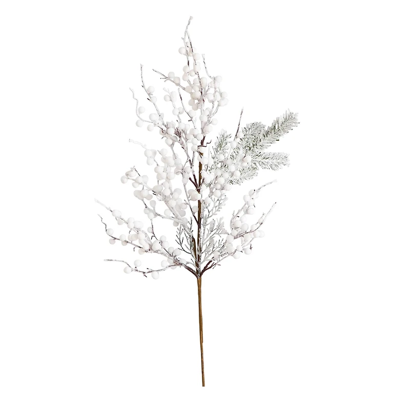 30" Flocked White Berry Stems, 3ct.