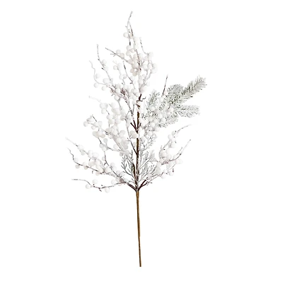 30" Flocked White Berry Stems, 3ct.
