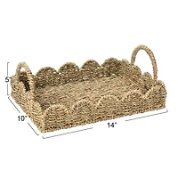 Household Essentials 14" Seagrass Tray with Scalloped Edge