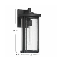 Hello Honey® Maude Matte Black Modern Cylindrical Metal & Glass Wall Mounted Outdoor Wall Light