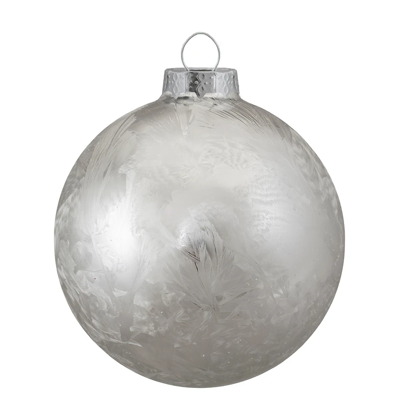 4ct. Silver & Clear 2-Finish Glass Ball Ornaments