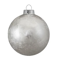 4ct. Silver & Clear 2-Finish Glass Ball Ornaments