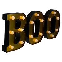 6.5" Lighted Black & Gold BOO Halloween Marquee Sign