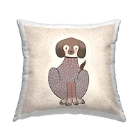 Stupell Industries Polka Dot Patterned Dog Happy Animal Throw Pillow, 18" x 18"