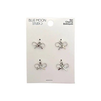 Blue Moon Studio™ Silver-Colored Bow Charms, 4ct.