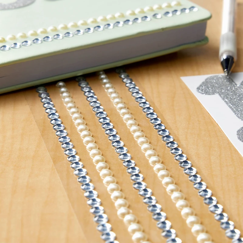 12 Packs: 5 ct. (60 total) Rhinestone and Pearl Borders by Recollections™