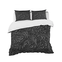 Designart '3D leaves in Shades of Black' Modern & Contemporary Bedding Set