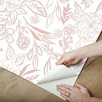 RoomMates Pink & White Floral Sketch Peel & Stick Wallpaper