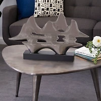 Silver Porcelain Sculpture, Abstract 14" x 25" x 5"