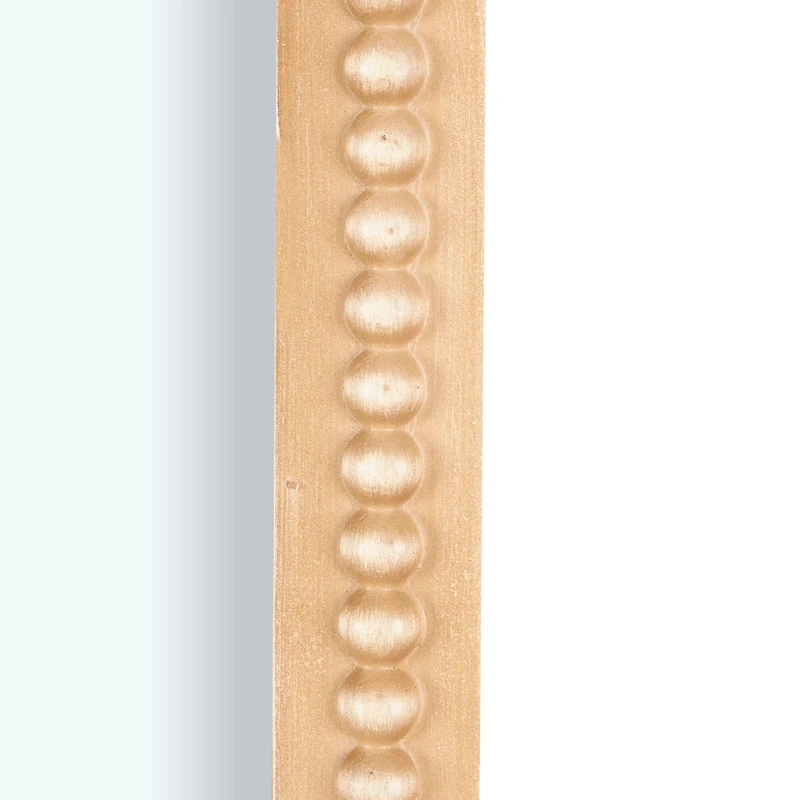 Light Brown Wooden Scroll Oval Room Wall Mirror with Beaded Frame