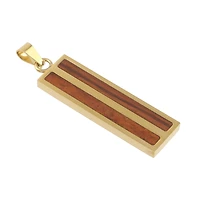 Gold & Wood Rectangle Pendant by Bead Landing™