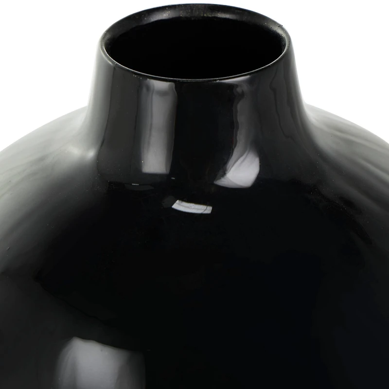 16" Black Metal Abstract Vase with Gold Detailing