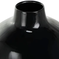 16" Black Metal Abstract Vase with Gold Detailing