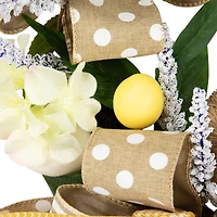 22" Green & Beige Bunny & Bows Floral Easter Wreath