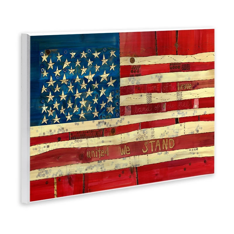 Stupell Industries United We Stand Independence Day Festive American Flag Wall Plaque Art