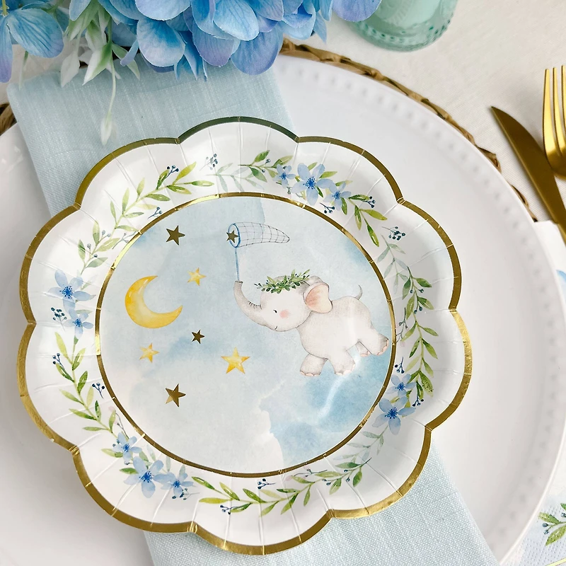 Kate Aspen® 7" Blue Elephant Baby Shower Premium Paper Plates, 16ct.