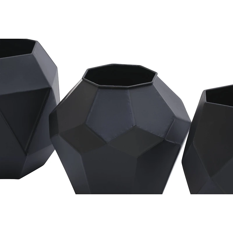7" Black Metal Contemporary Vase Set