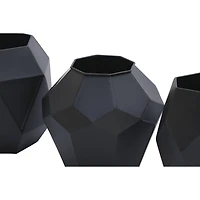 7" Black Metal Contemporary Vase Set