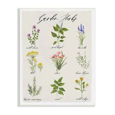 Stupell Industries Garden Herb Illustrated Chart Natural Kitchen Seasoning Wall Plaque