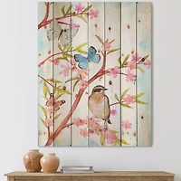 Designart - Clever Bird Sitting On Branch of A Spring Tree