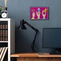 Stupell Industries Eat Drink Be Merry Neon Pink Framed Wall Art