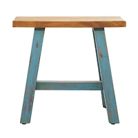 18" Blue Mahogany Farmhouse Stool