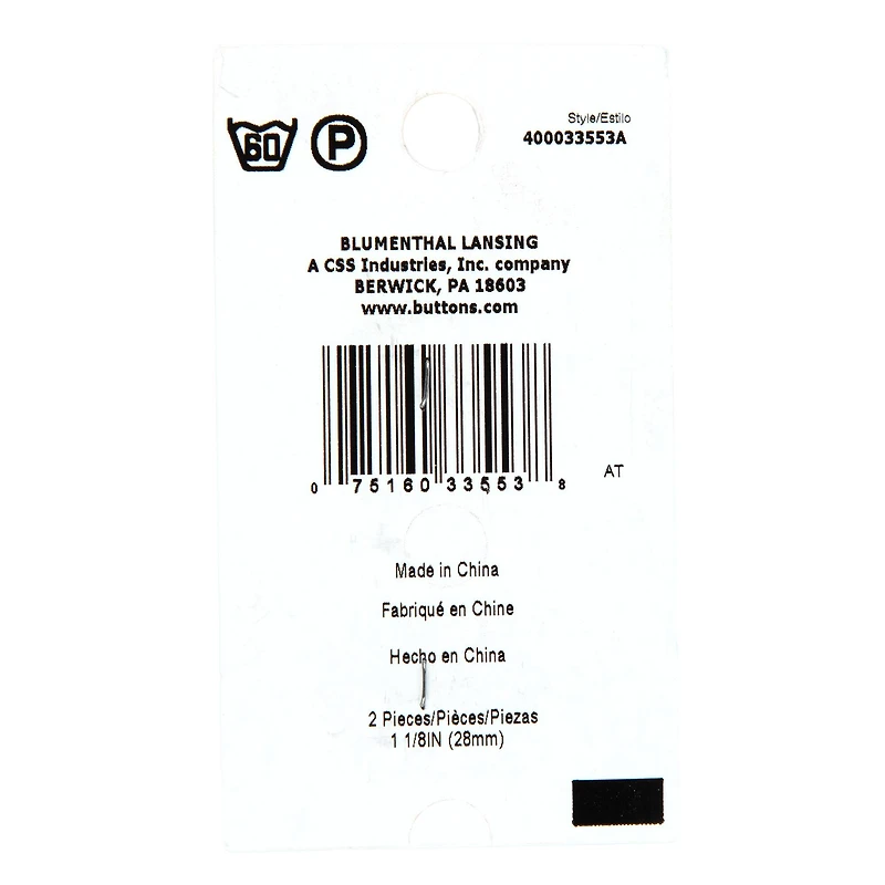 Spectrum Warm 1 1/8" Yellow 2-Hole Buttons, 2ct.