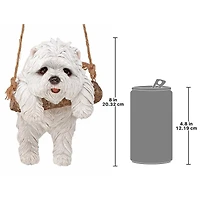 Design Toscano 8" White Maltese Puppy on a Perch Hanging Dog Sculpture