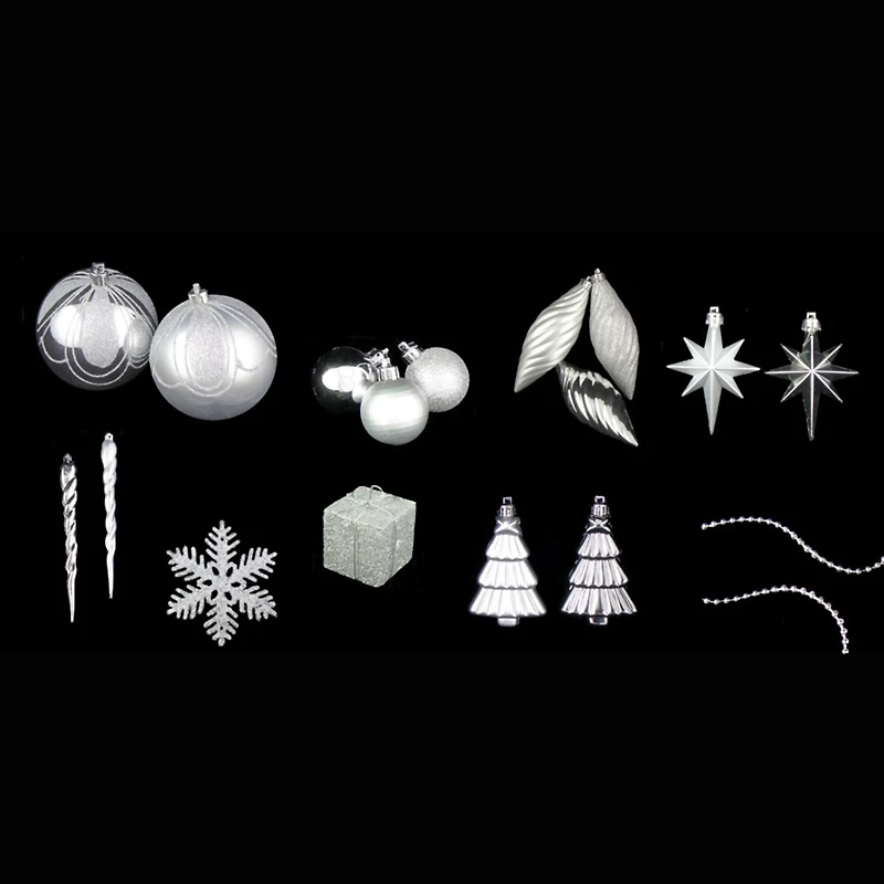 125ct 5.5" Splendor Silver Shatterproof 4-Finish Christmas Ornaments