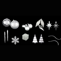 125ct 5.5" Splendor Silver Shatterproof 4-Finish Christmas Ornaments