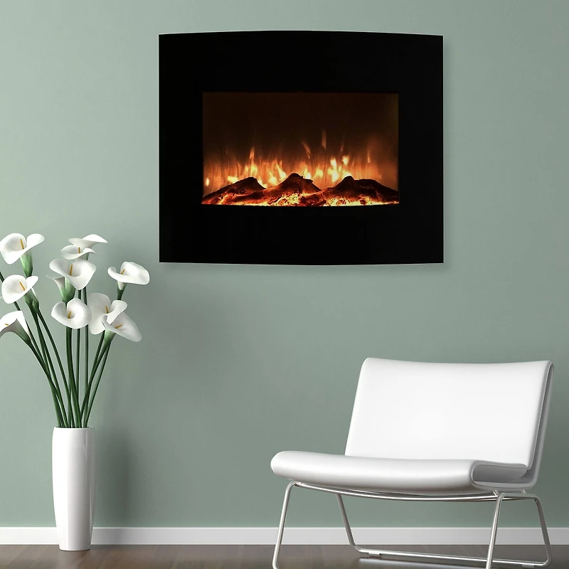 Hastings Home 25" Black Curved Electric Fireplace