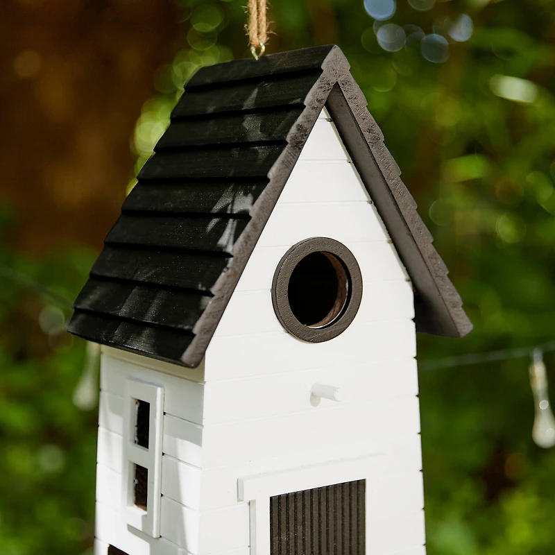 Glitzhome® 14.25" Modern White Wood Garden Birdhouse
