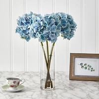 18" Hydrangea Artificial Arrangement in Glass Vase