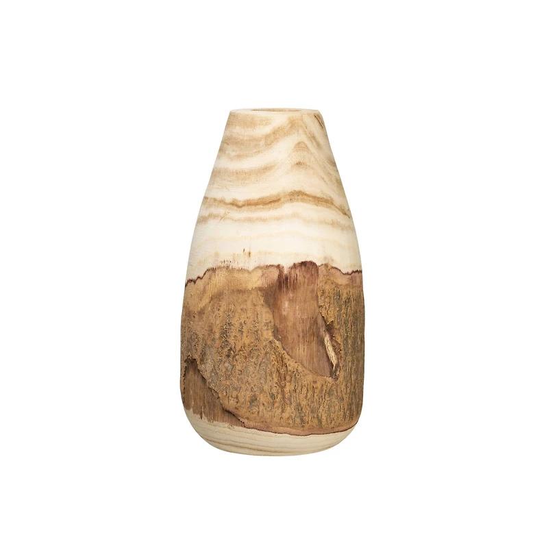 Hello Honey® 13" Carved Paulownia Wood Vase with Live Edge