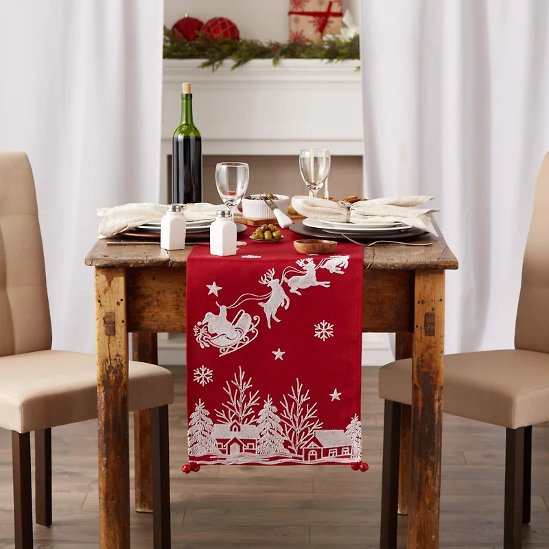 DII® 108" Santa's Sleigh Embroidered Table Runner