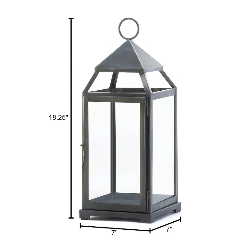 18'' Rustic Silver Contemporary Lantern