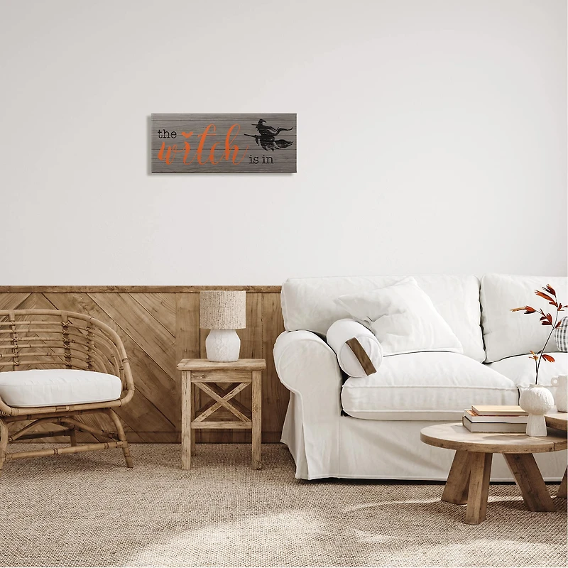 Stupell Industries The Witch Is In Halloween Sign Canvas Wall Art