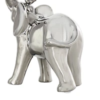 10" Silver Ceramic Elephant Standing Sculpture