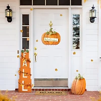 Glitzhome® 2ft. Fall Metal Embossed Glitter Pumpkin Yard Stake, 2ct.
