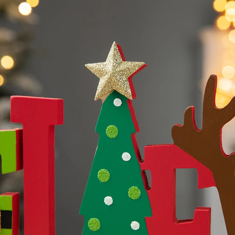 Glitzhome® 14'' BELIEVE Wooden Christmas Table Décor