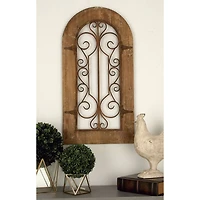 Brown Rustic Metal & Wood Arched Gate Wall Décor