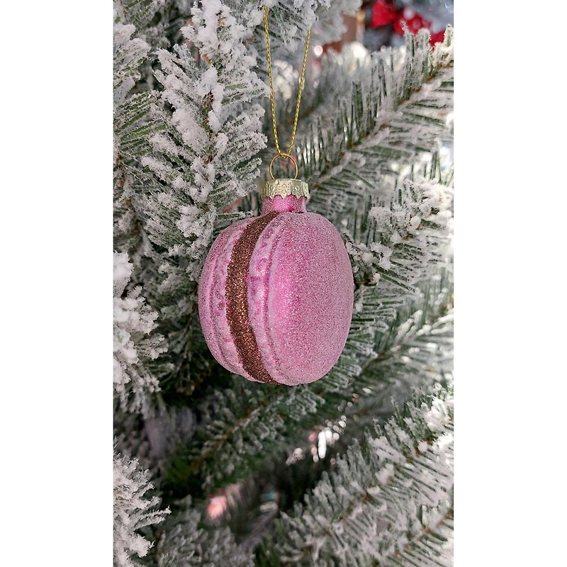 Wizardi 11.81" Christmas Village Pink Macaron Glass Ornament