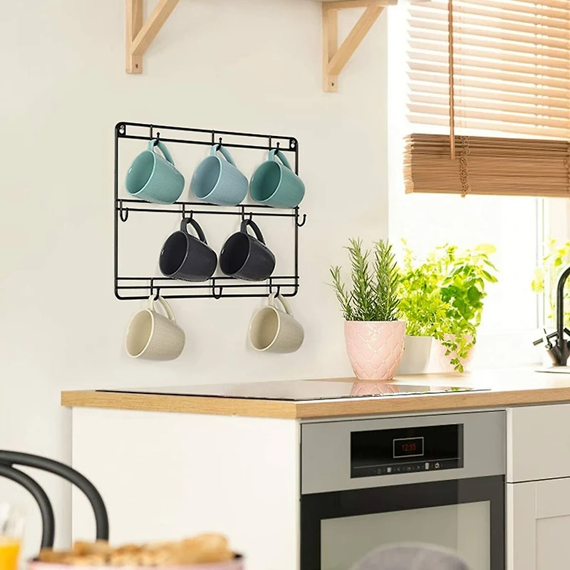 NEX™ Black Wall Mounted Coffee Cup Holder Set