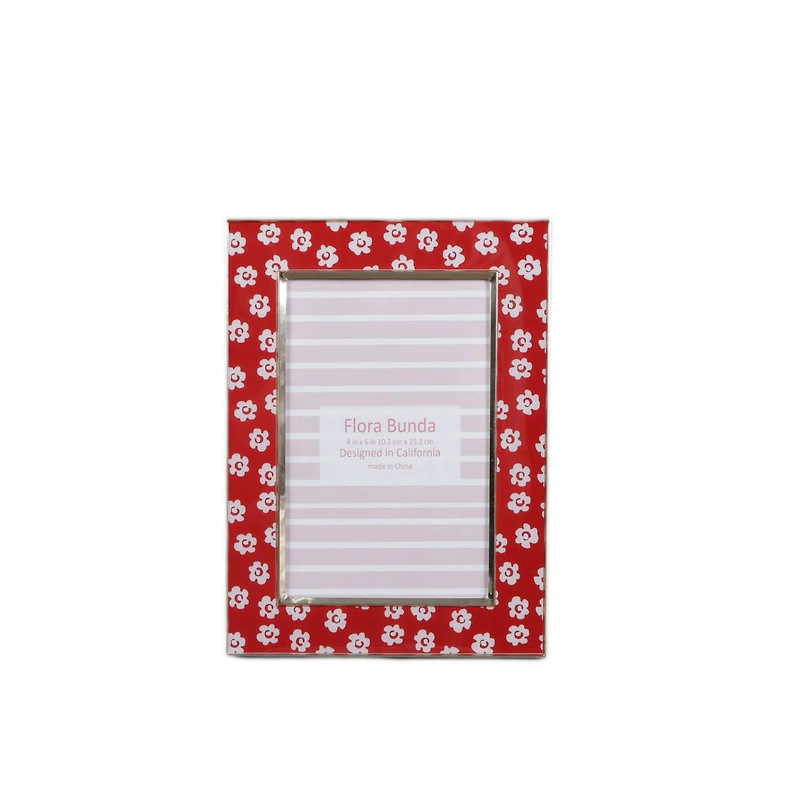 Flora Bunda 4" x 6" Red Floral Aluminum Picture Frame