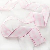 2.5" x 25ft. Light Pink Buffalo Check Wired Ribbon by Celebrate It™ Décor