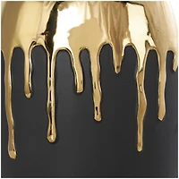 CosmoLiving by Cosmopolitan 13" Ceramic Vase with Abstract Gold Melting Drips