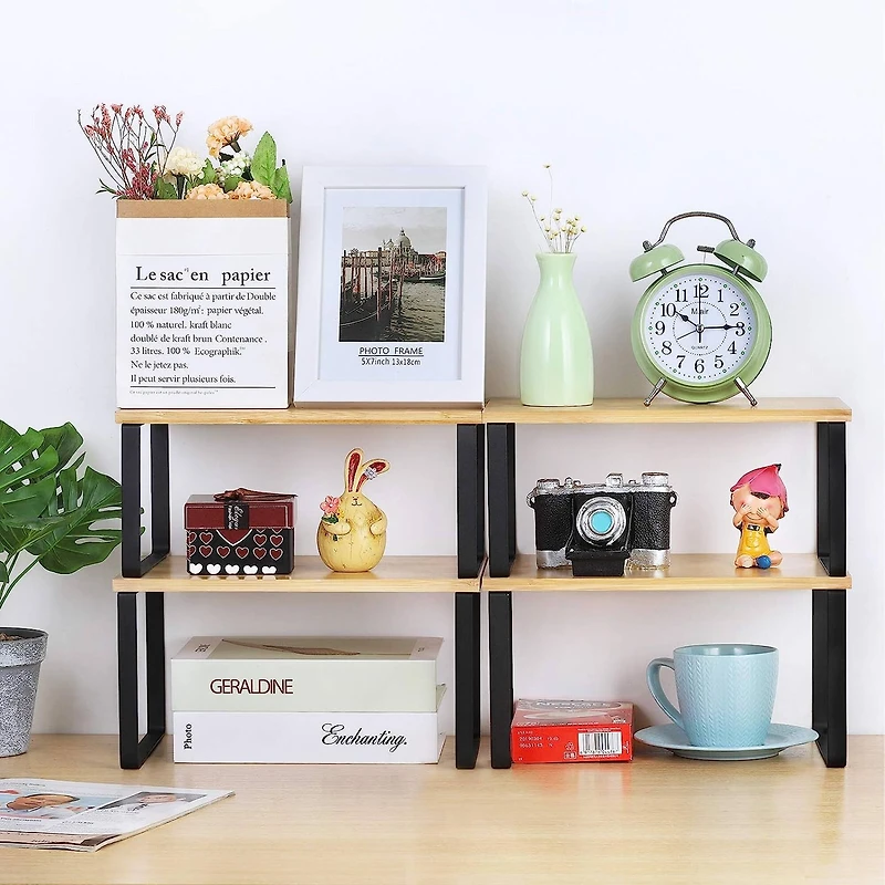 NEX™ Black & Natural Bamboo Cabinet and Counter Shelf Organizer, 4ct.