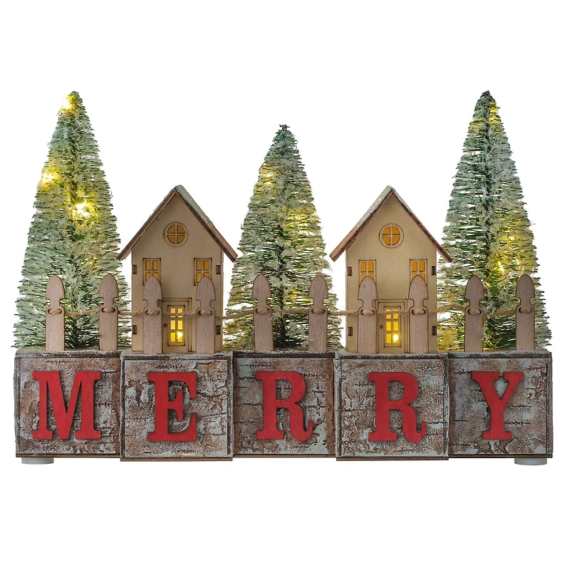 Haute Decor Lighted Merry Christmas Wood Blocks